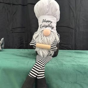 Kitchen Chef , long leg 24” black and white plush Gnome